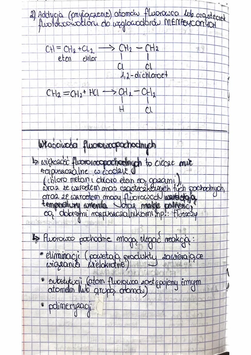 T: Fluorowcopochodne
4) Pochodme weglowodorów zawierają, w swoich crastecekach
atomy węgia, woobru oraz atomy imych pierwiastka
pp. then, si