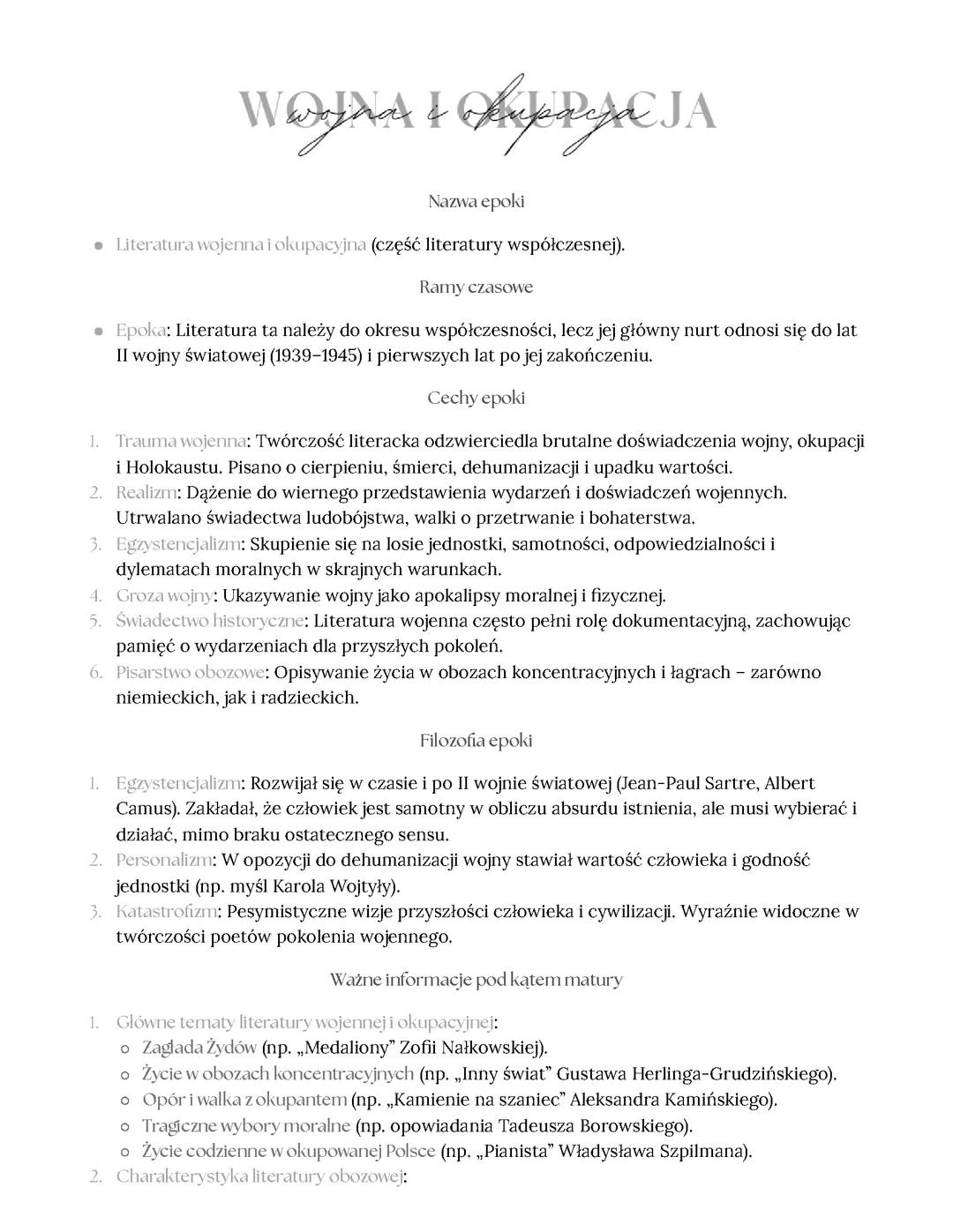 WOJNA I OKUPACJA