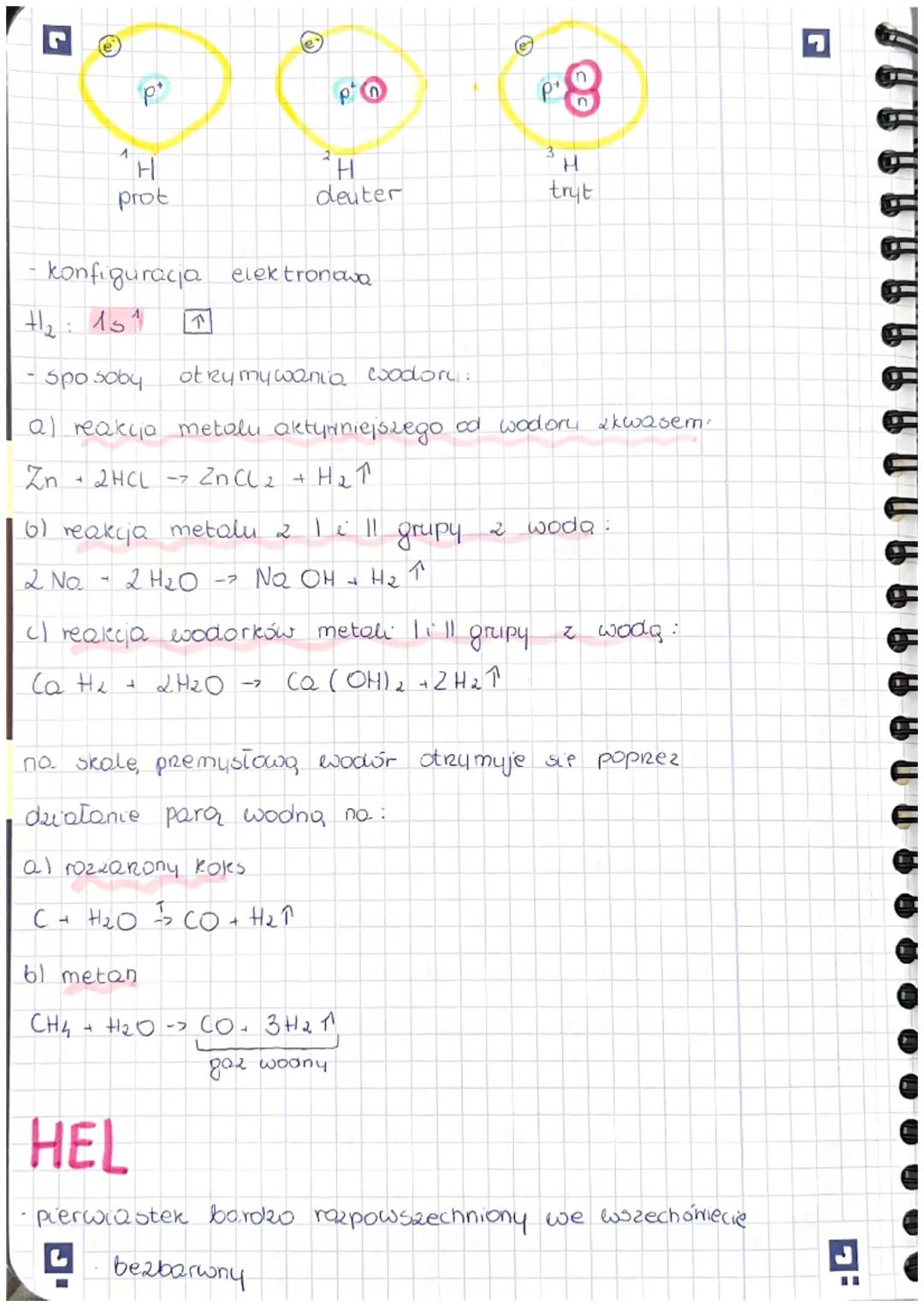 L
Temot: Hodór i hel
WODÓR
• najbardziej rozpowszechniony pierwiastek we
wszechśwxecce
występuje w górnych warstwach atmosfery i w
gazach wu
