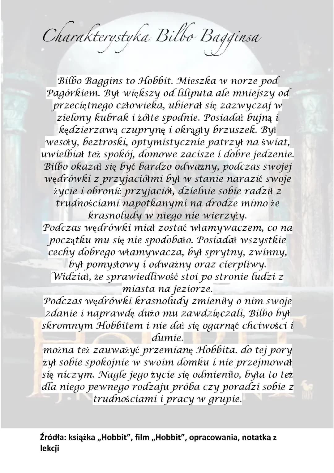 Charakterystyka Hobbita