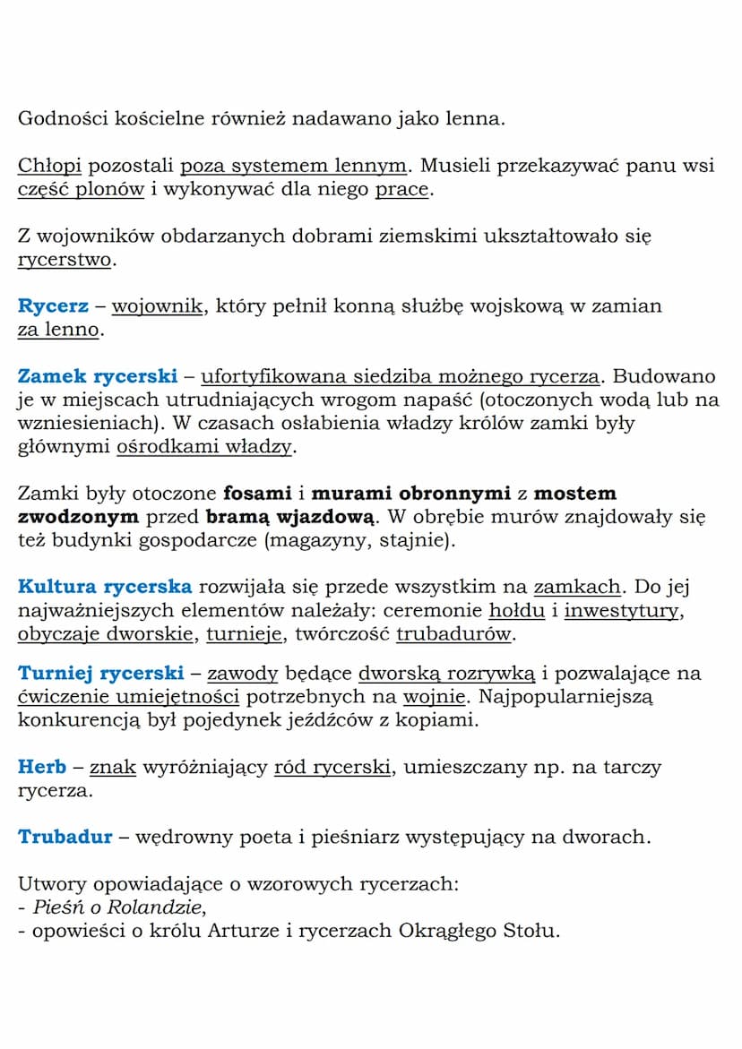 --- OCR Start ---
MZ_LEARNING_KNOW
Rycerstwo i system lenny
Klasa 5, Historia, WSiP
System lenny - system, który ukształtował się we wczesny