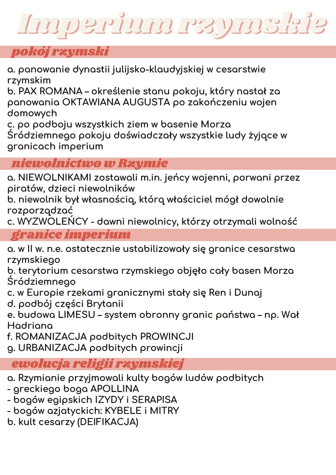 Imperium rzymskie
pokój rzymski
a. panowanie dynastii julijsko-klaudyjskiej w cesarstwie
rzymskim
b. PAX ROMANA - określenie stanu pokoju, k