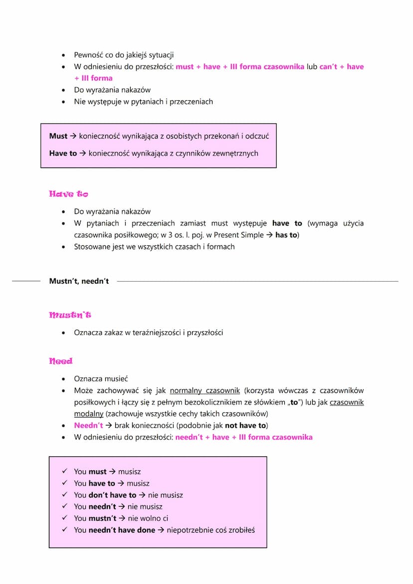Wprowadzenie
can / could
may / might
● must (mustn't)
●
●
●
●
●
●
Używane są do wyrażenia możliwości, umiejętności, życzeń, próśb, zakazów l