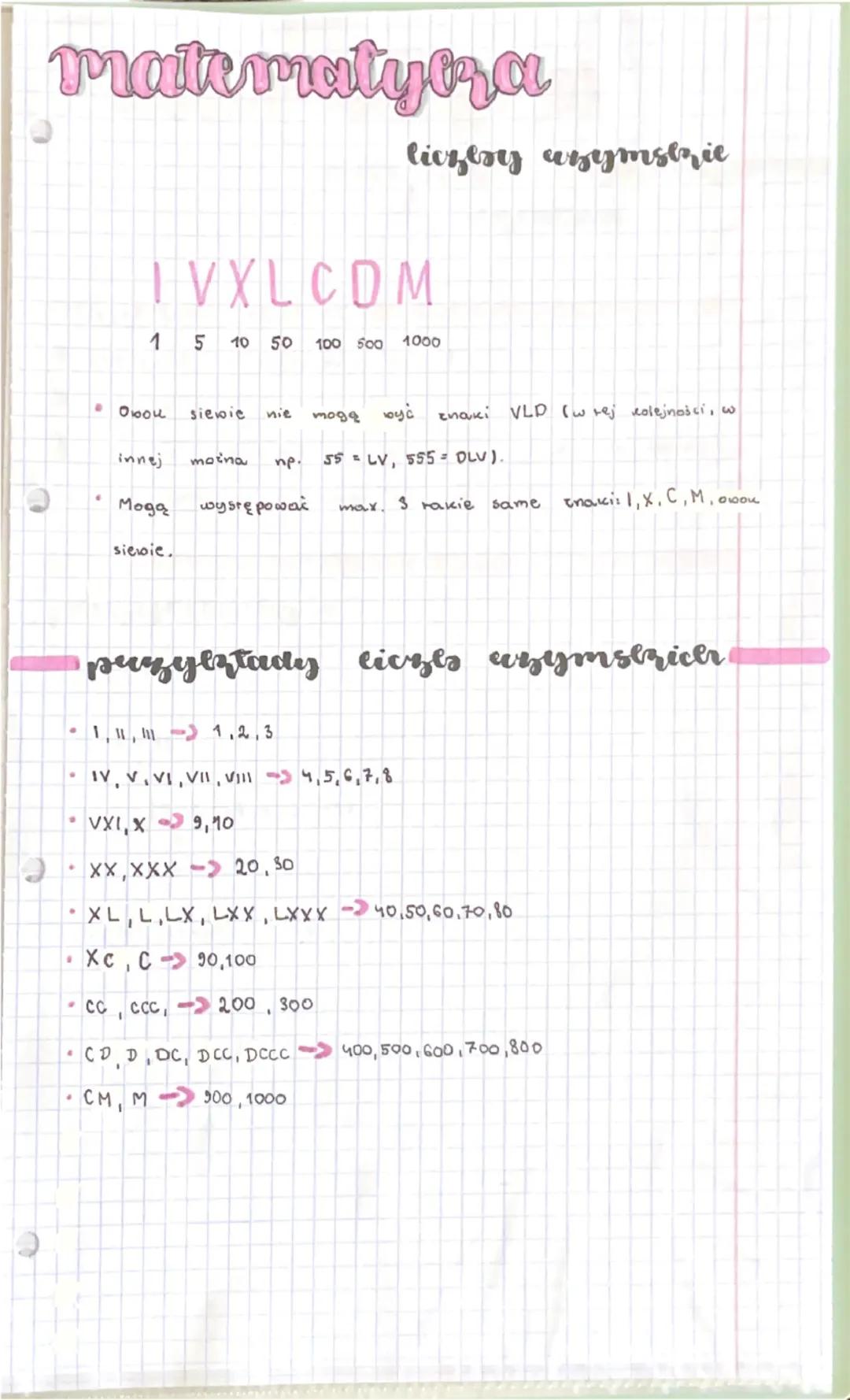 Prate matytra
liczesy azymslie
IV X LCD M
1 5 10 50 100 500 1000
•
.
1104
sievie
nie
mogą być znaki VLD (w tej kolejności, w
.
innej
Mogą
si