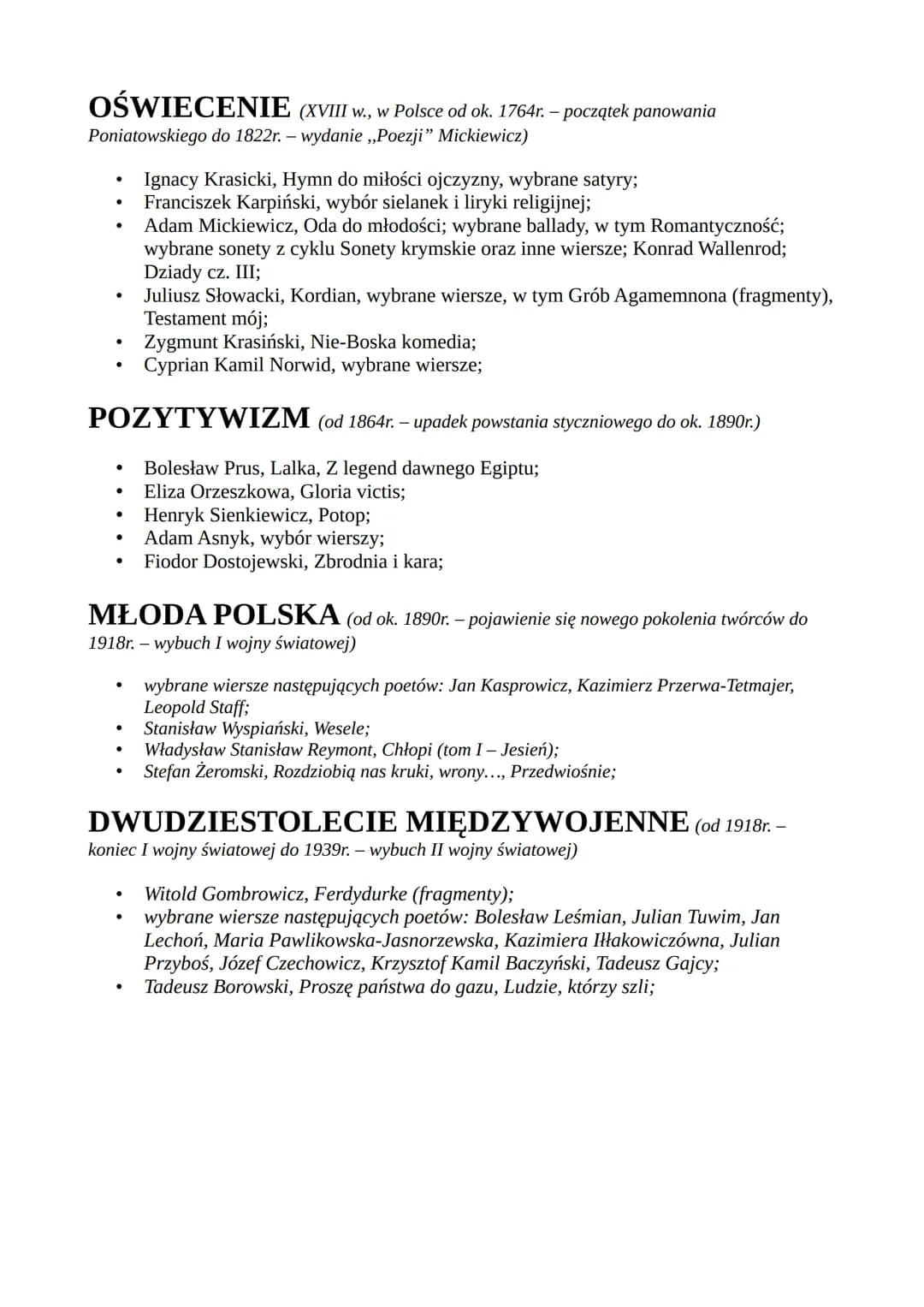 STAROŻYTNOŚĆ (ANTYK) (od ok. 4000 p.n.e. – wynalezienie pisma do 476r.
n.e. - upadek cesarstwa zachodniorzymskiego)
•
•
Biblia, w tym fragme