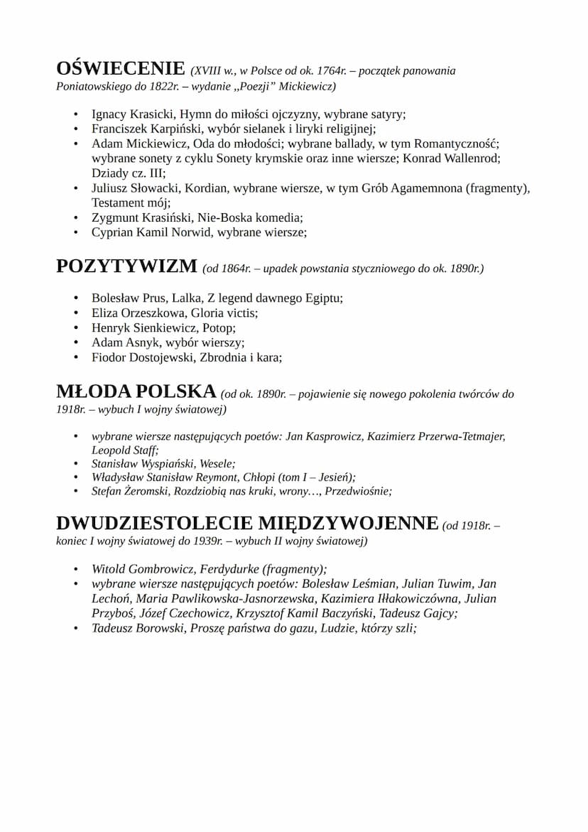 STAROŻYTNOŚĆ (ANTYK) (od ok. 4000 p.n.e. – wynalezienie pisma do 476r.
n.e. - upadek cesarstwa zachodniorzymskiego)
•
•
Biblia, w tym fragme