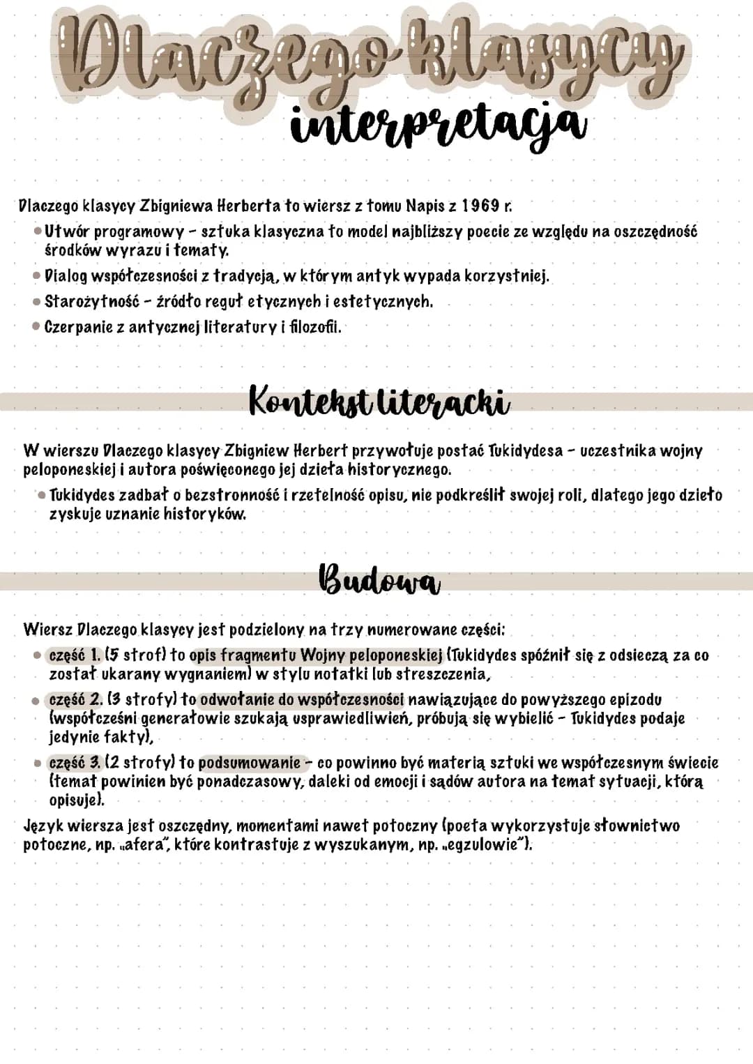 Dlaczego klasycy - interpretacja 