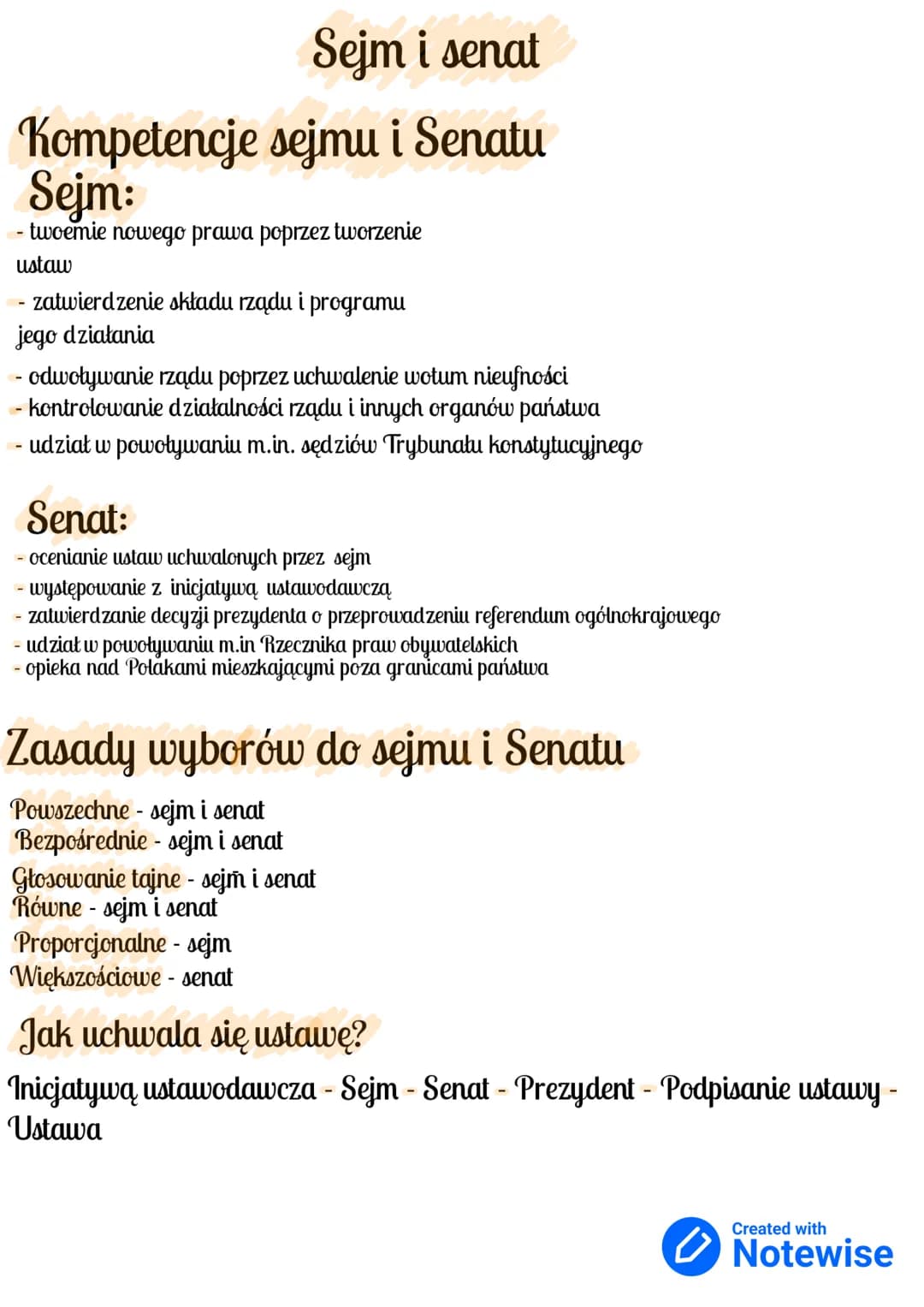 <h2 id="wymiekompetencjesejmu">Wymień kompetencje Sejmu</h2>
<p>Wśród kompetencji Sejmu wymienia się:</p>
<ul>
<li>Tworzenie nowych praw pop