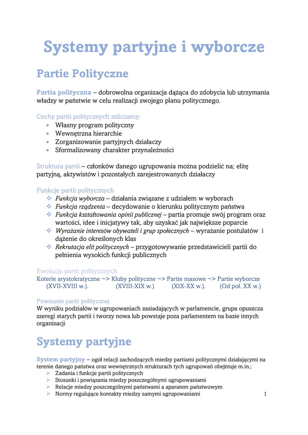 
<h2 id="partiepolityczne">Partie Polityczne</h2>
<p>Partia polityczna to dobrowolna organizacja dążąca do zdobycia lub utrzymania władzy w 