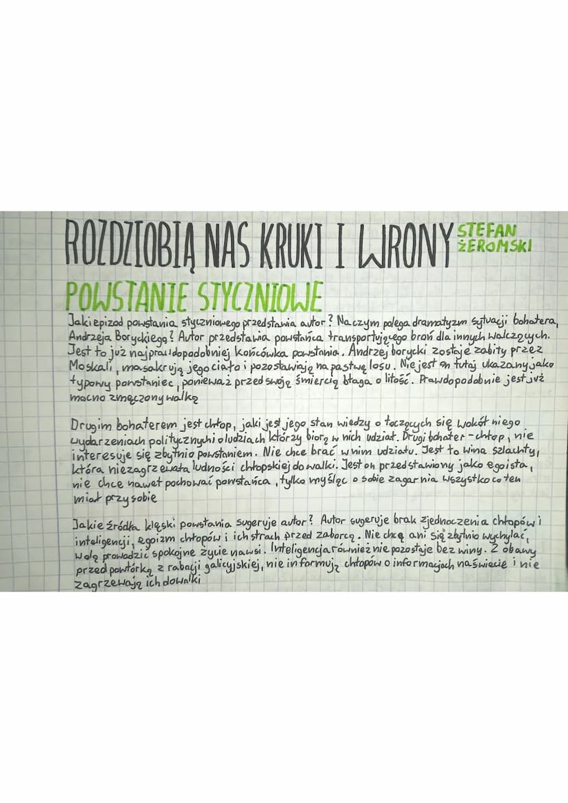 
<p>Autor przedstawia epizod powstania Styczniowego, w którym bohaterem jest Andrzej Borycki. Dramatyzm sytuacji polega na transporcie broni