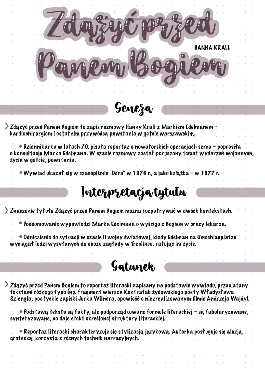 Zdążyć przed Panem Bogiem - Streszczenie, Bohaterowie, Znaczenie Tytułu