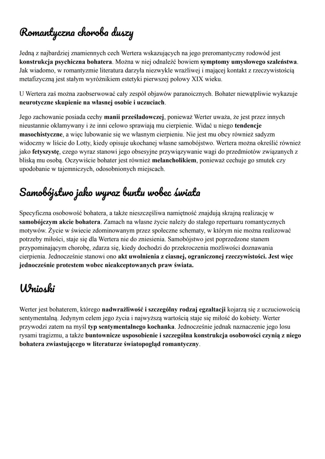 <h2 id="cierpieniamodegowerterastreszczenie">Cierpienia młodego Wertera - streszczenie</h2>
<p>Werter, jako bohater romantyczny, nie jest ła