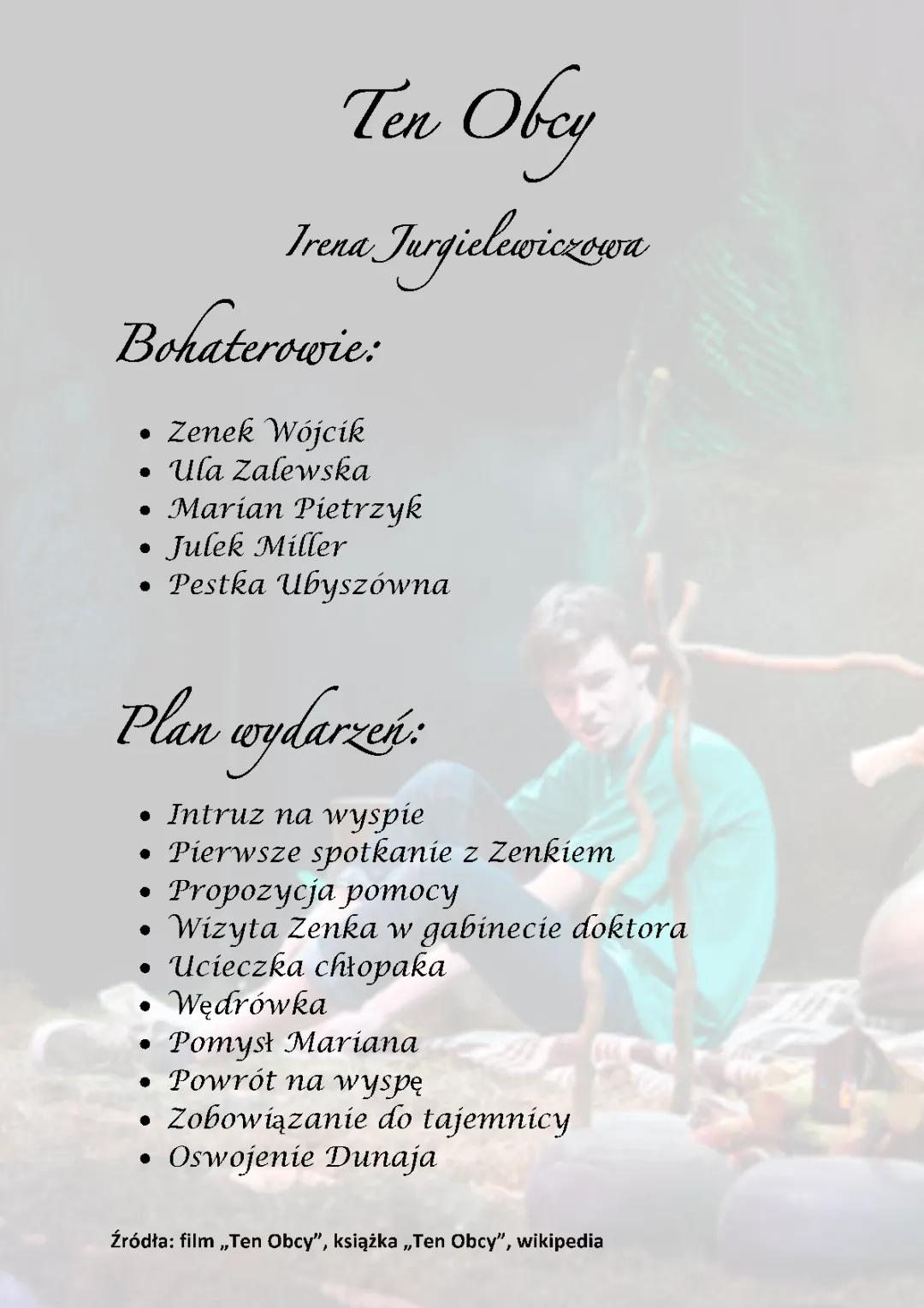 Ten Obcy - Plan Wydarzeń i Bohaterowie