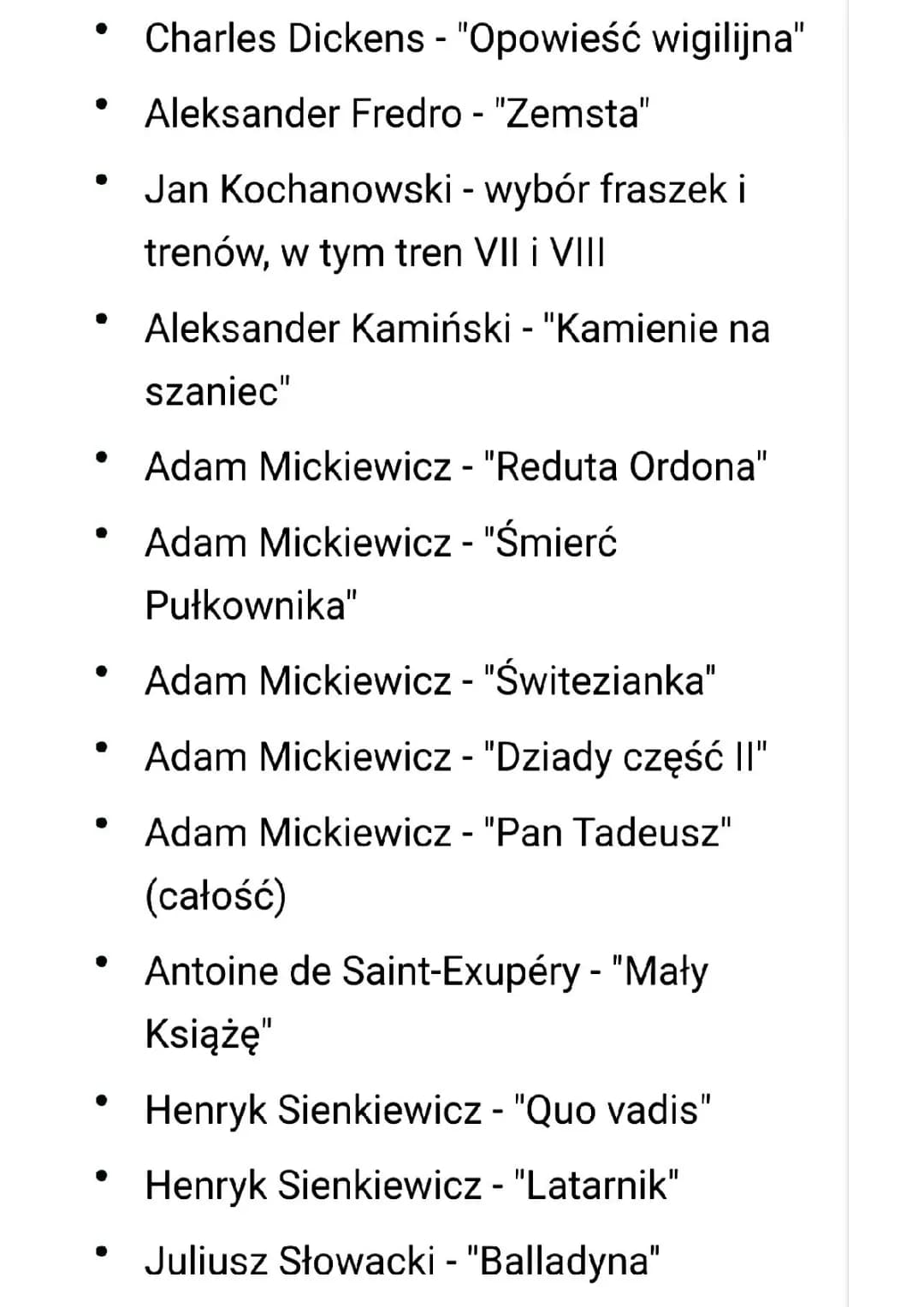 Spis Lektur Obowiązkowych Na Egzamin Ósmoklasisty