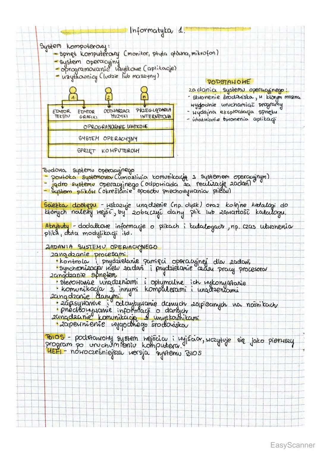Informatyka 1.
System komputerowy:
-spnet komputerowy (monitor, płyta główna, mikrofon)
-system operacyjny
-oprogramowanie
- uzytkownicy Clu