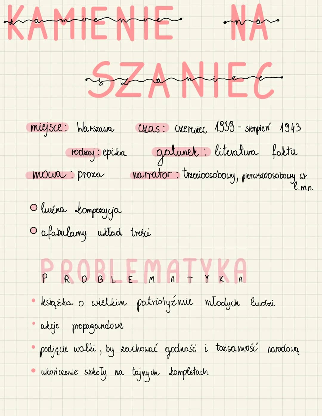 KAMIENIE man
SZANIEE
miejsce: Warszawa czas: czerwiec 1939 - sierpień 1943
gatunek: literatura faktu
mowa proza
rodzaj: epida
●
Ⓒlužna Kompo