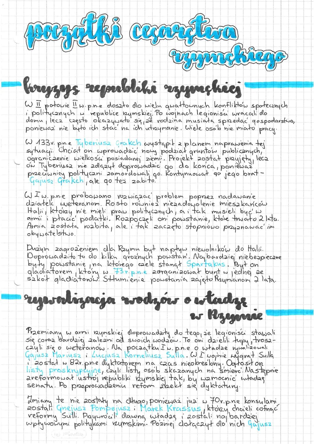 # porzątki cesarstwa rzymskiego

-kryzys republiki rzymskiej

(II i połowę II w. p.n.e doszło do wielu krwawych konfliktów społecznych i pol