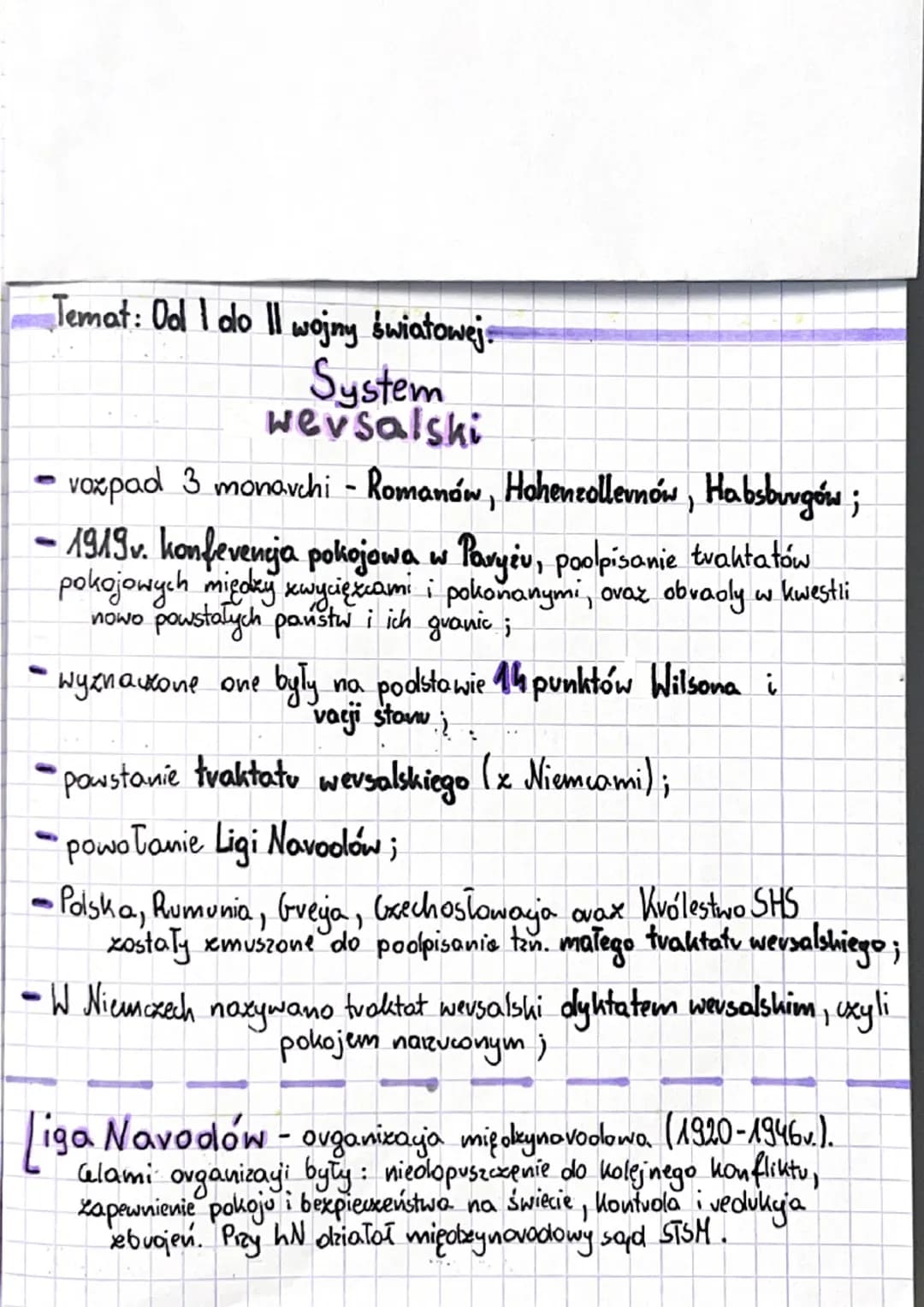 Temat: Od 1 do 11 wojny światowej.
System
wersalski
vozpad 3 monavchi - Romanów, Hohenzollernów, Habsburgów;
- 1919 v. konferenja pokojowa w