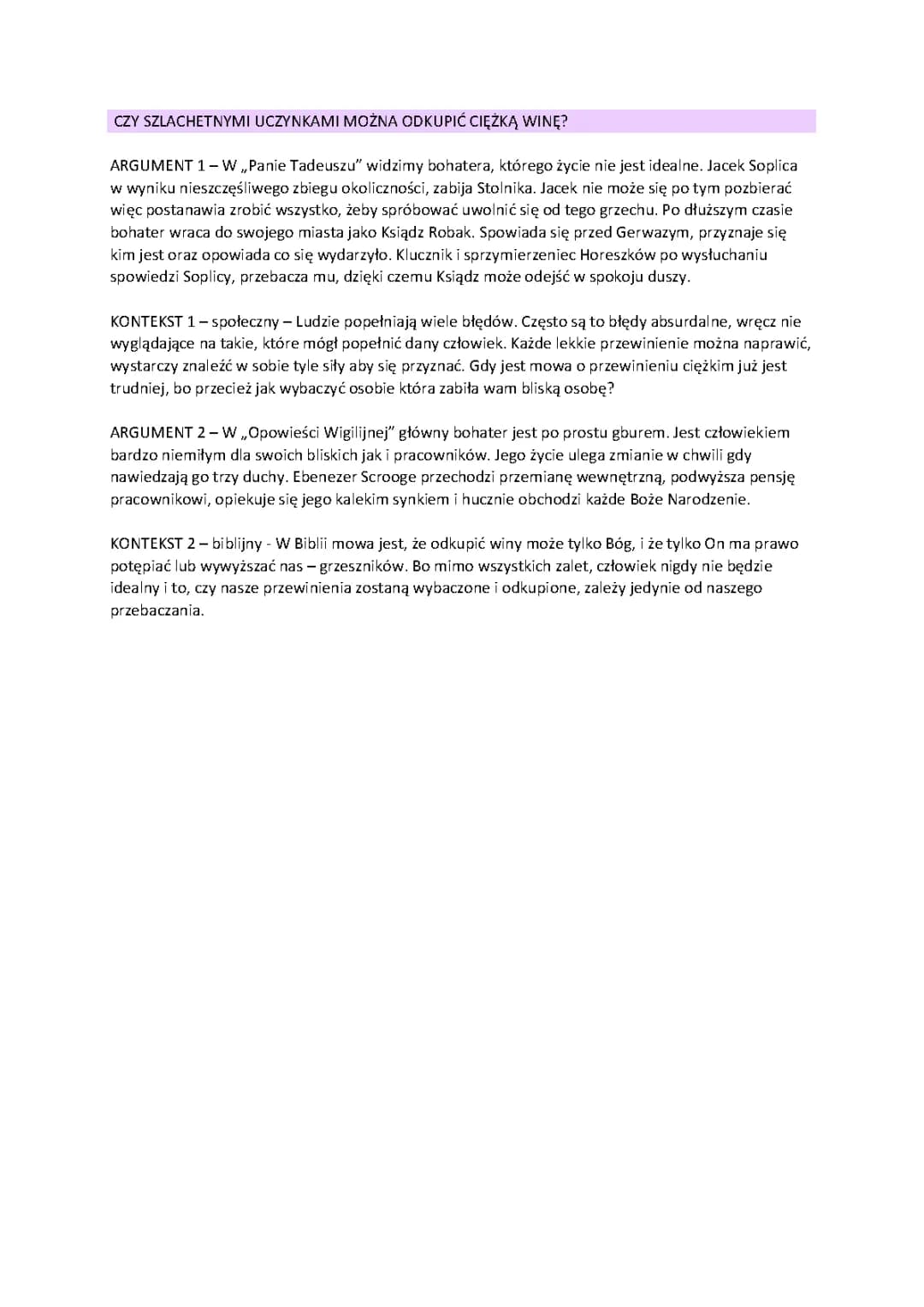 Motyw odkupienia win w Panu Tadeuszu - analiza