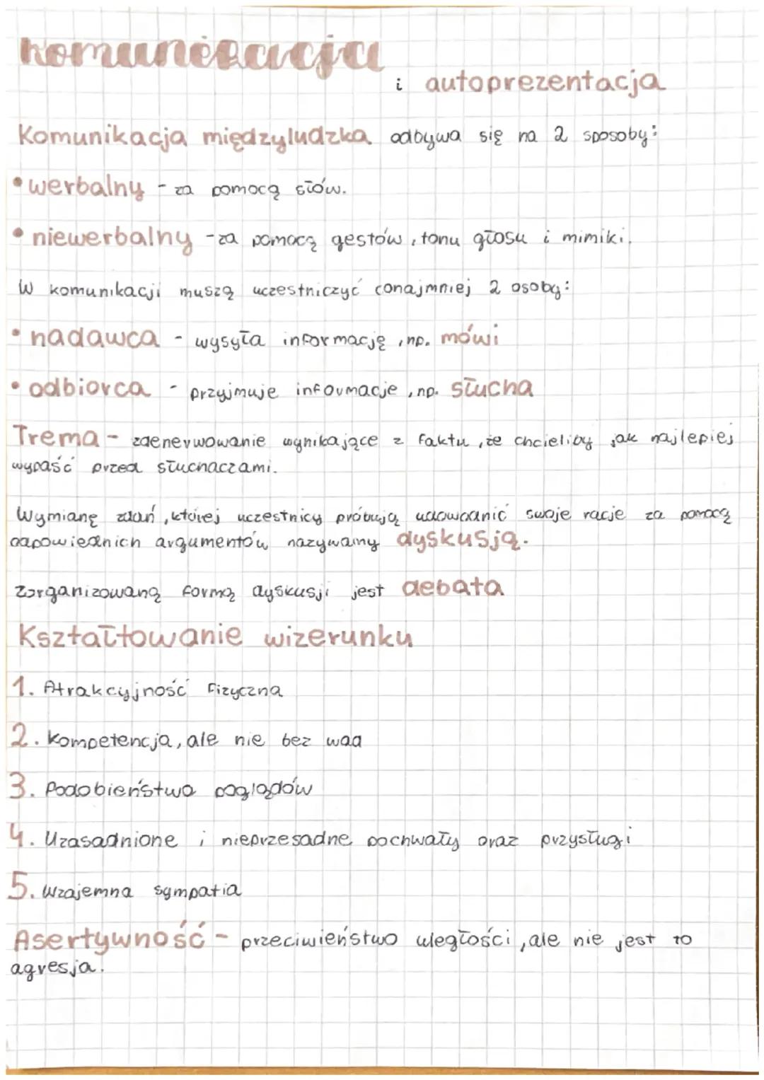 komunėracja
i autoprezentacja
Komunikacja międzyludzka odbywa się na 2 sposoby:
werbalny za pomocą słów.
niewerbalny -za pomocą gestów, tonu