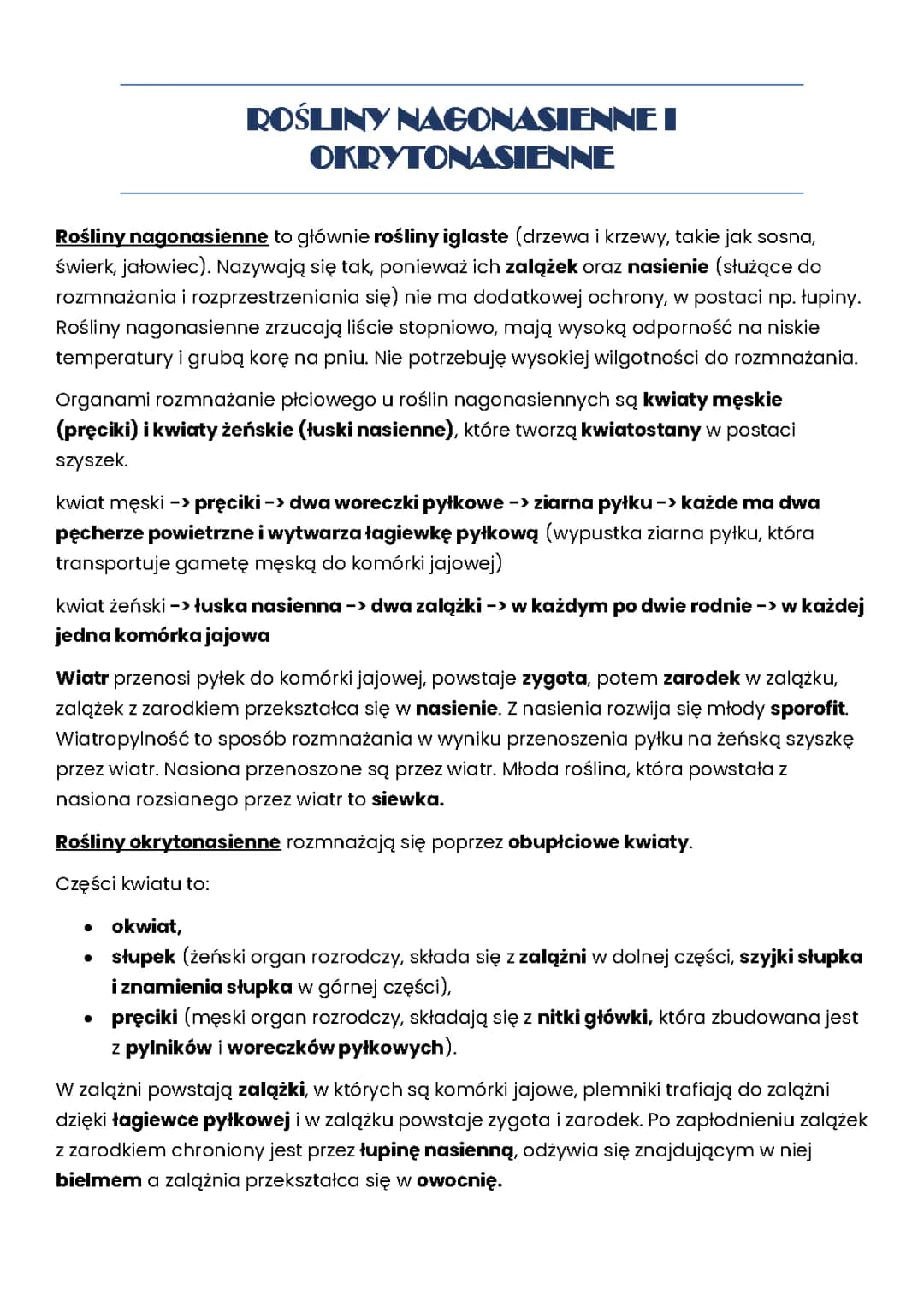 Rośliny nagonasienne i okrytonasienne