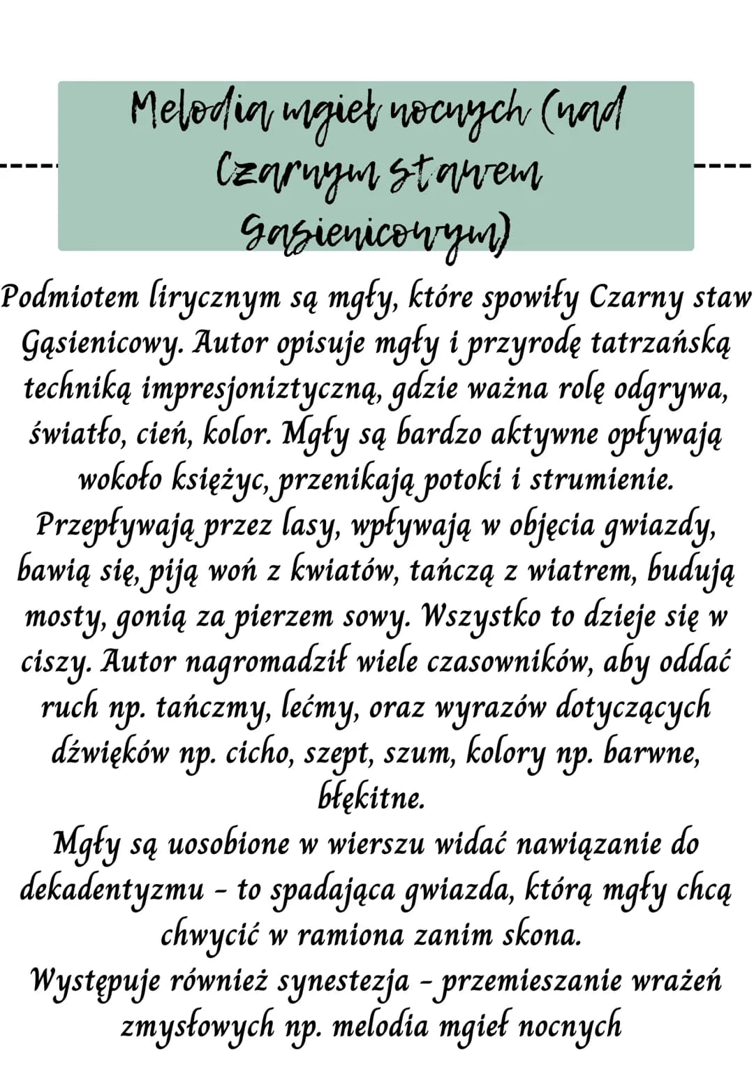 Kazimierz
Przerwa
Tetmajet
Koniec wieku XIX
Ervia l'arte
Nie wierzę w nic...
Melodia mgieł nocnych (wond
Czarnym stawem Gąsienicowym)
Lubię 