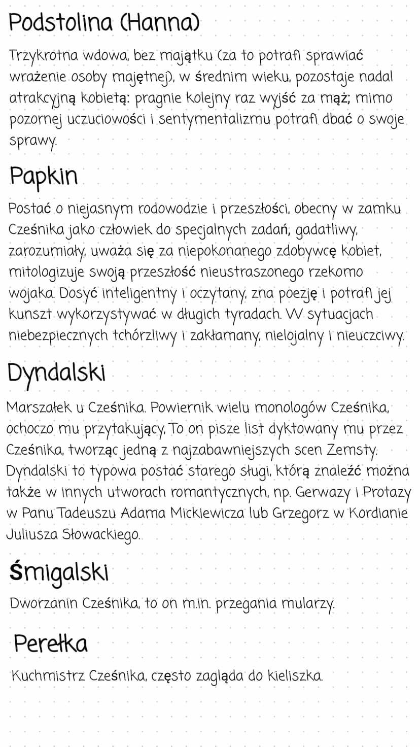 Zemsta
Streszczenie
Akcja toczy się na zamku, który podzielony jest na dwie
części murem. Jedna część należy do Cześnika Macieja
Raptusiewic