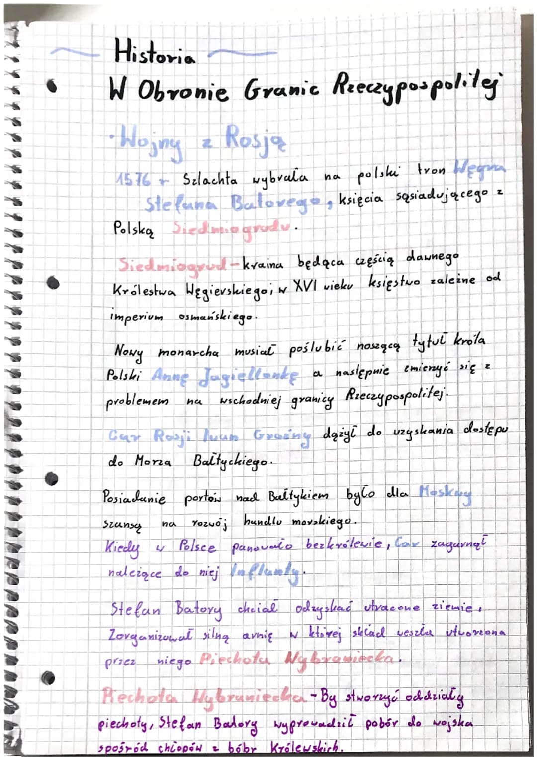 Historia
W Obronie Granic Rzeczypospolitej
-Wojny z Rosją
1576 Szlachta wybrala
polski tron Weginal
Stefana Batorego, księcia sąsiadującego 