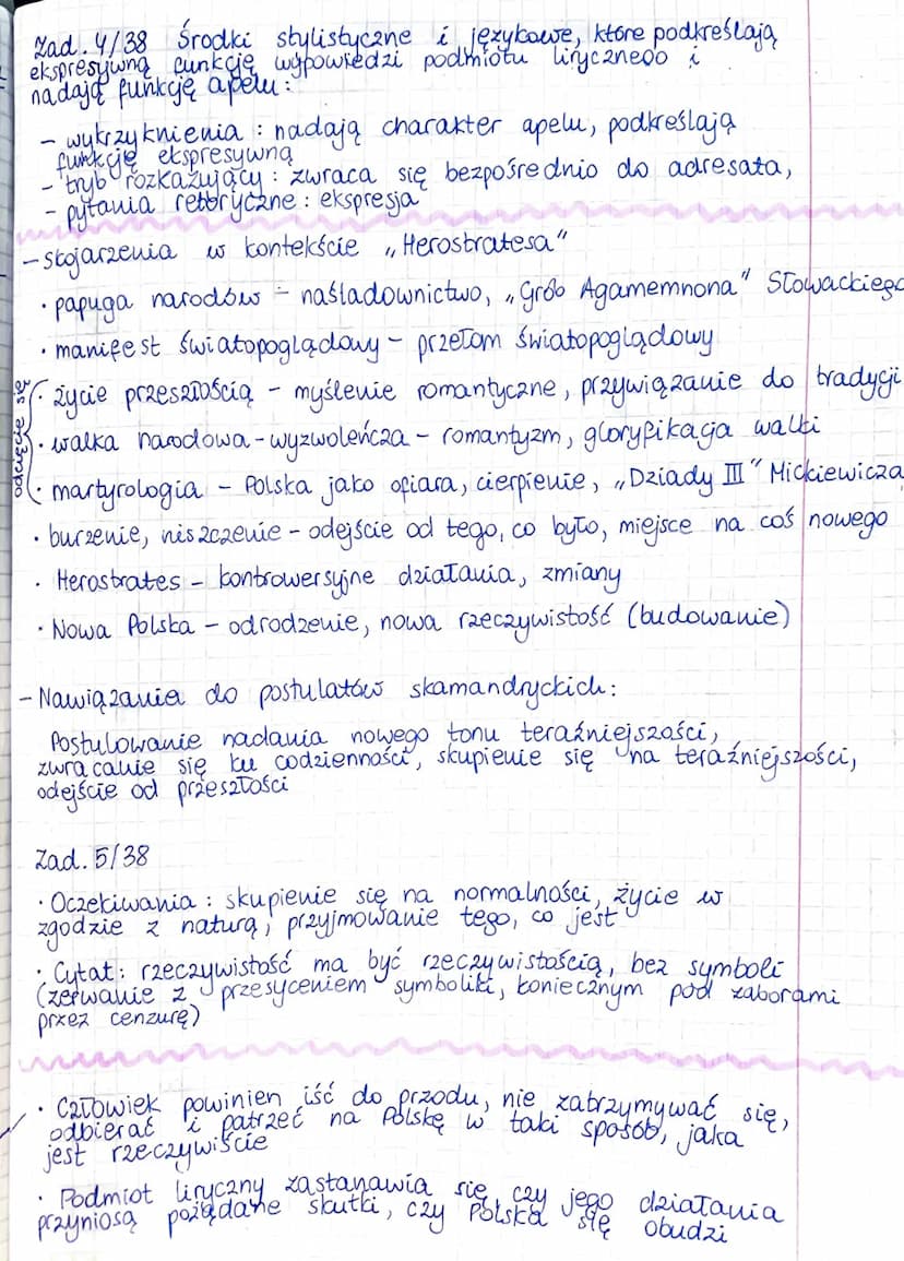 Zad. 4/38 Środki stylistyczne i językowe, które podkreślają
ekspresywną funkcję wypowiedzi podmiotu lirycznedo i
nadają funkcję apelu:
wykrz
