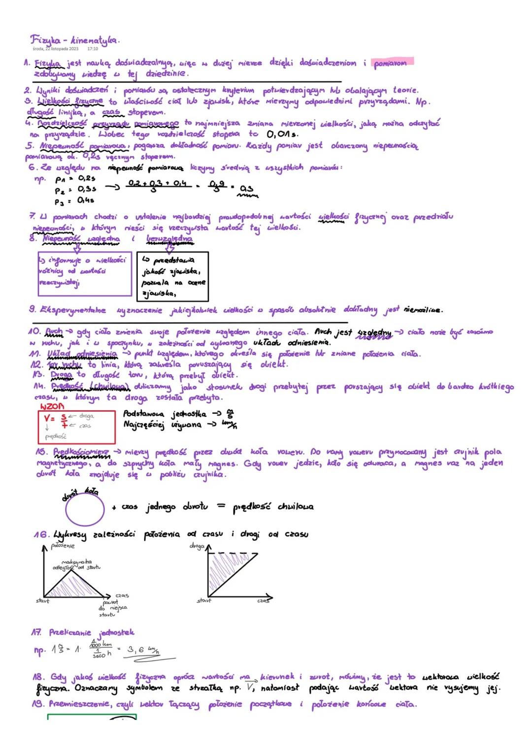 Kinematyka - Kompletny przewodnik z notatek