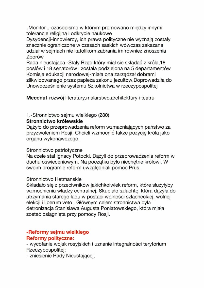 Historia
1.-Scharakteryzuj politykę sasow w Rzeczypospolitej
-Za rządów Augusta II Mocnego i Augusta III Sasa Rzeczpospolita
w polityce międ