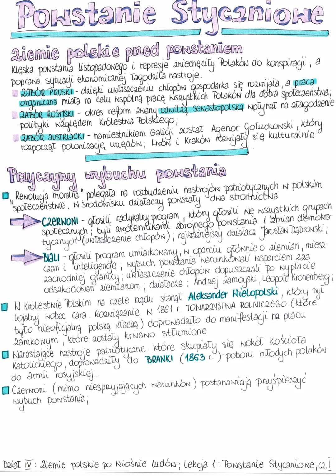 # Powstanie Styczniowe

Ziemie polskie przed powstaniem
Klęska powstania listopadowego i represje zniechęciły Polaków do konspiracji, a
popr