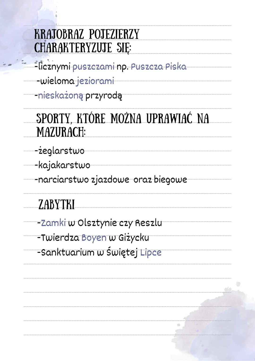 KRAJOBRAZ POJEZIERZA
MAZURSKIEGO
JAK POWSTAŁY JEZIORA?
-Krajobraz pojezierzy w dużej mierze został
ukształtowany przez lądolód.
-Gdy lądował