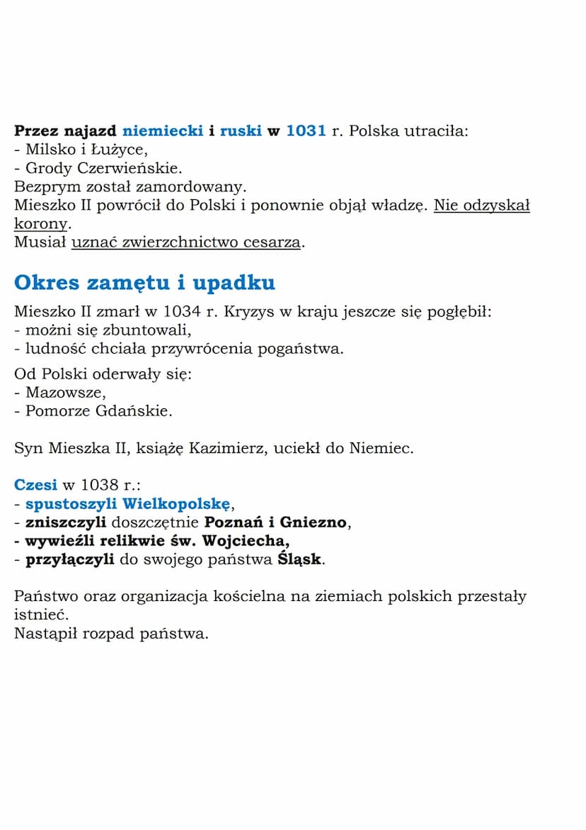 MZ_LEARNING_KNOW
Kryzys i odbudowa
państwa polskiego
Klasa 5, Wczoraj i dziś, Nowa Era
Kryzys państwa pierwszych Piastów
Mieszko II - król P