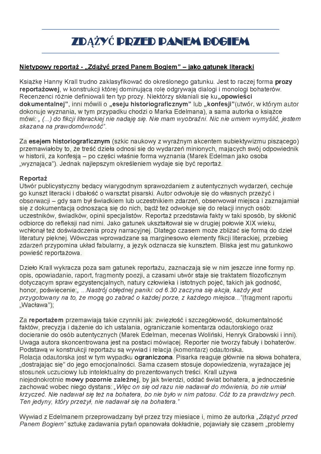 Wprowadzenie do Zdążyć przed Panem Bogiem