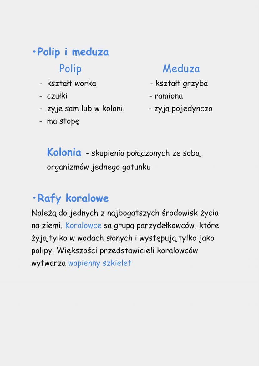 Parzydelkowce
Parzydełkowce to najprostsze zwierzęta tkankowe.
Wszystkie są drapieżnikami. Zawdzięczają swoją
nazwę komórkom parzydełkowym, 