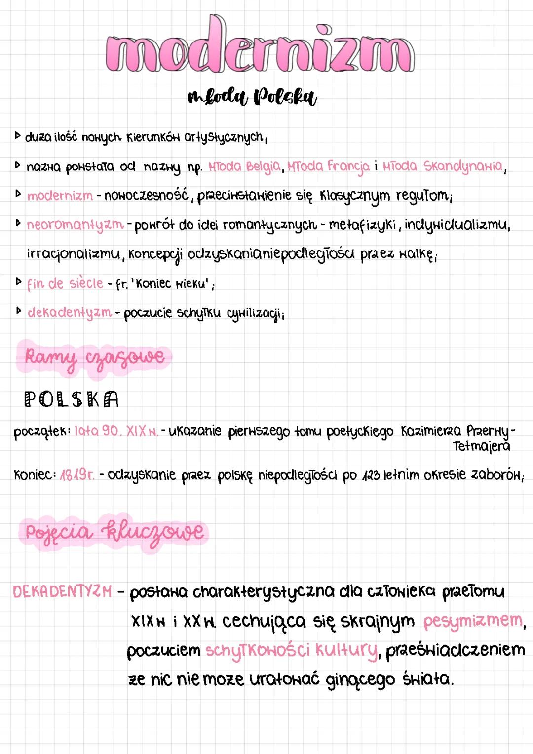 Modernizm, młoda Polska, neoromantyzm cz. 1