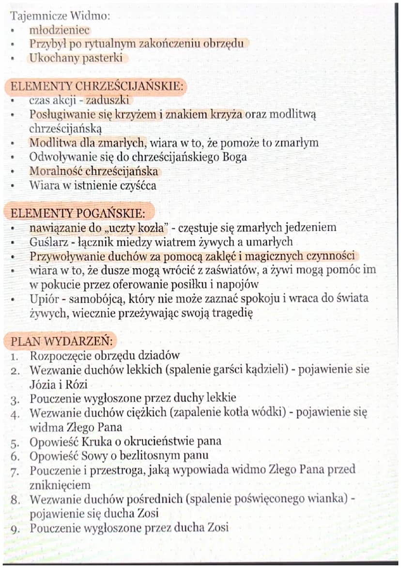 NAJWAŻNIEJSZE INFORMACJE:
●
e
●
●
·
●
●
.
●
CECHY DRAMATU ROMANTYCZNE W TYM UTWORZE:
wprowadzenie na scenę duchów
nawiązanie do ludności, fo