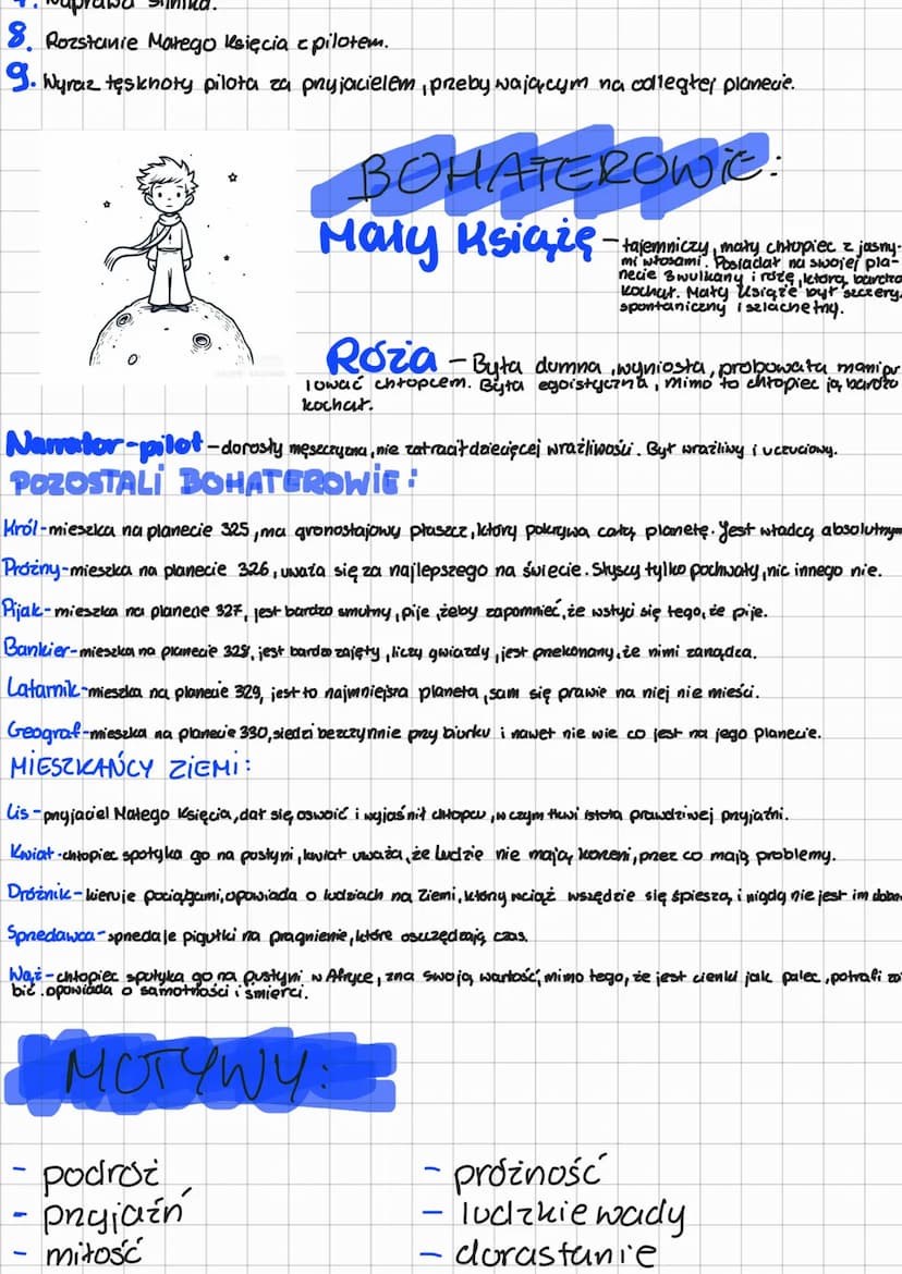 --- OCR Start ---
Mały książę
rodzaj literacki: epika
gatunek literacki filozoficzna baśń
autor: Antoine de Saint-Exupéry
Czas i miejsce akc
