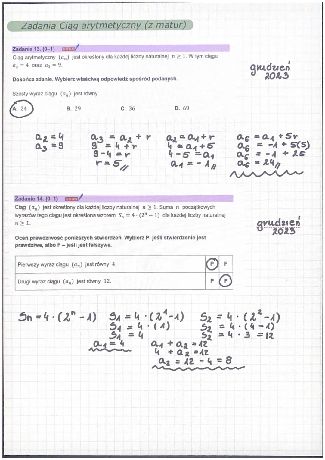 Ciągi
Matematyka
•
Ciąg arytmetyczny
-
an, az az, an....
wyrazy ciągu
r - różnica ciągu
Ciąg arytmetyczny tworzymy przez dodawanie stałej ró