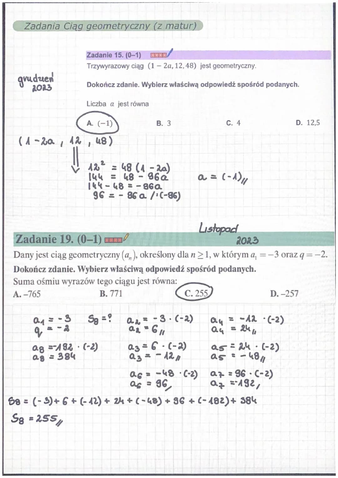 Ciągi
Matematyka
•
Ciąg arytmetyczny
-
an, az az, an....
wyrazy ciągu
r - różnica ciągu
Ciąg arytmetyczny tworzymy przez dodawanie stałej ró