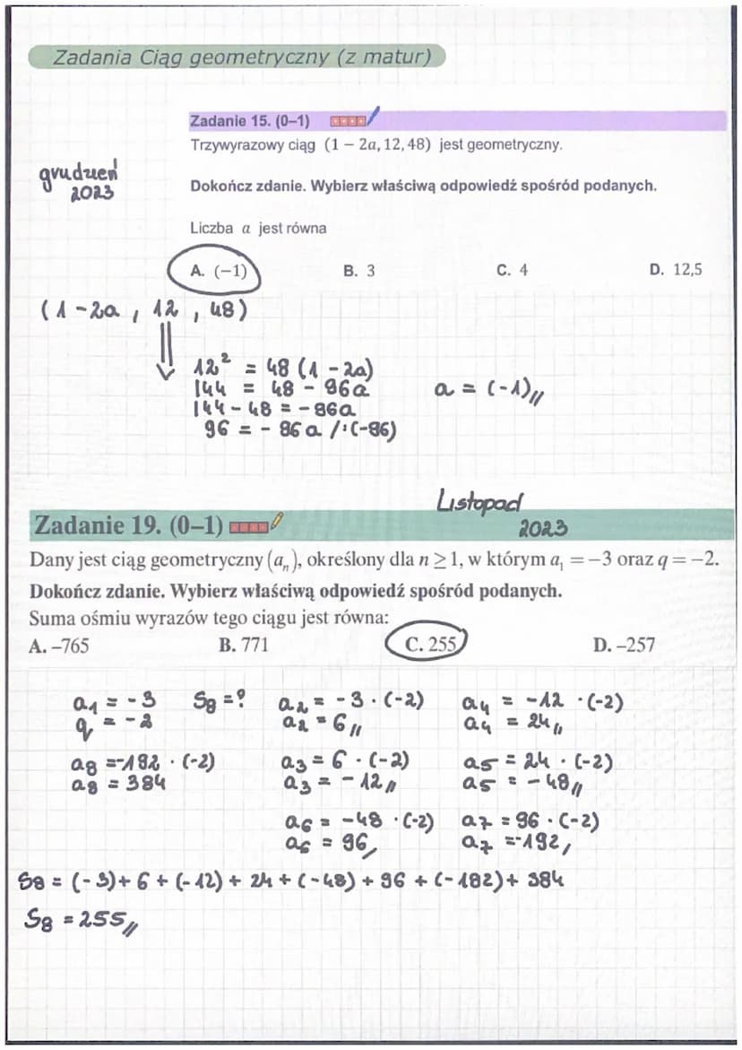 Ciągi
Matematyka
•
Ciąg arytmetyczny
-
an, az az, an....
wyrazy ciągu
r - różnica ciągu
Ciąg arytmetyczny tworzymy przez dodawanie stałej ró
