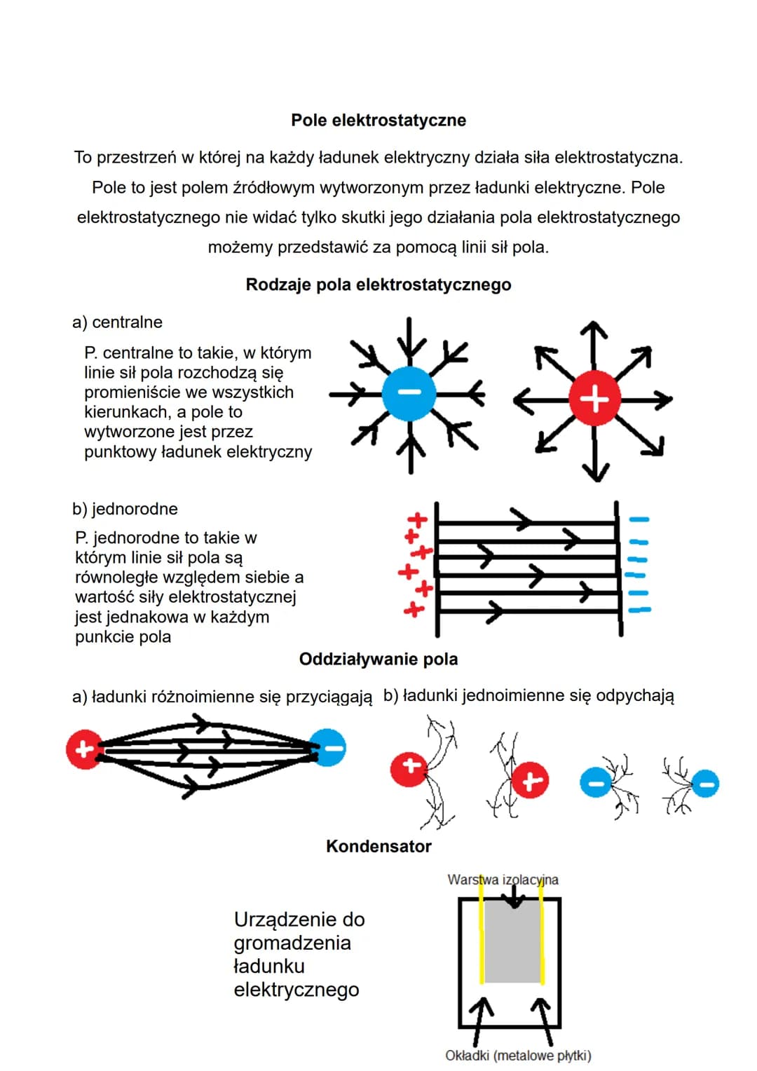Elektrostatyka
To część nauki o elektryczności, która dotyczy oddziaływań i właściwości
ładunków elektryczności w stanie spoczynku.
Przykład