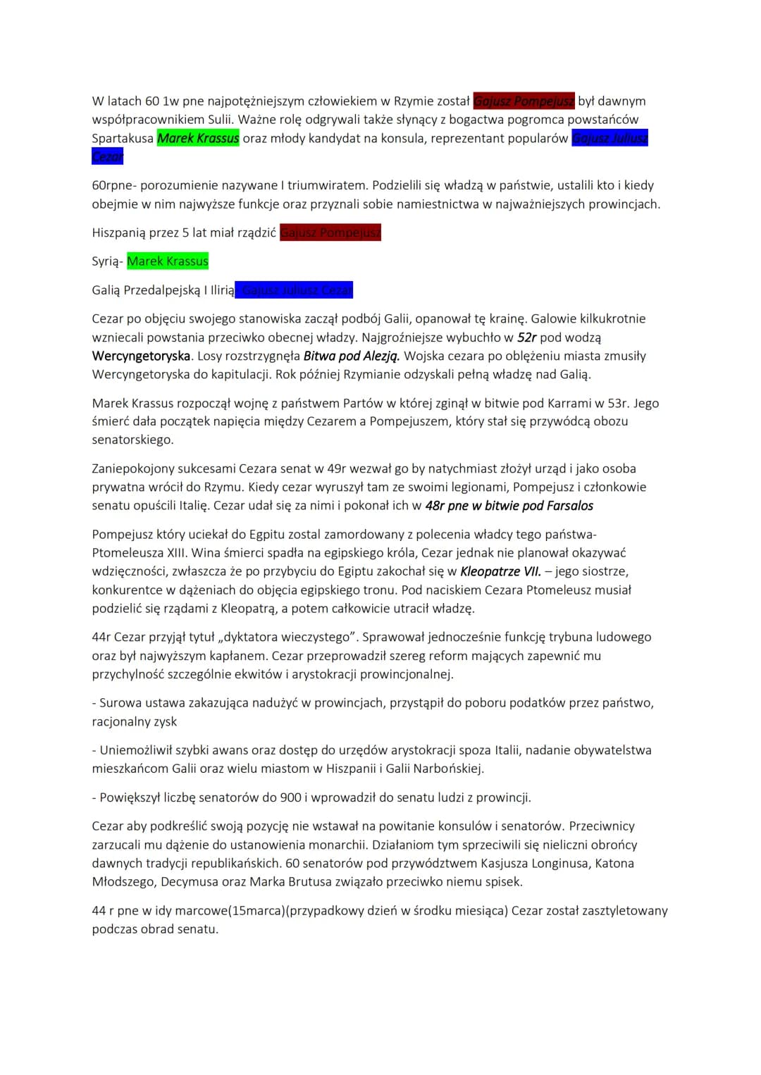 UPADEK REPUBLIKI RZYMSKIEJ
Il w pne- W Rzymie pojawiły się stronnictwa polityczne(przynależność nie była uzależniona od
pochodzenia społeczn