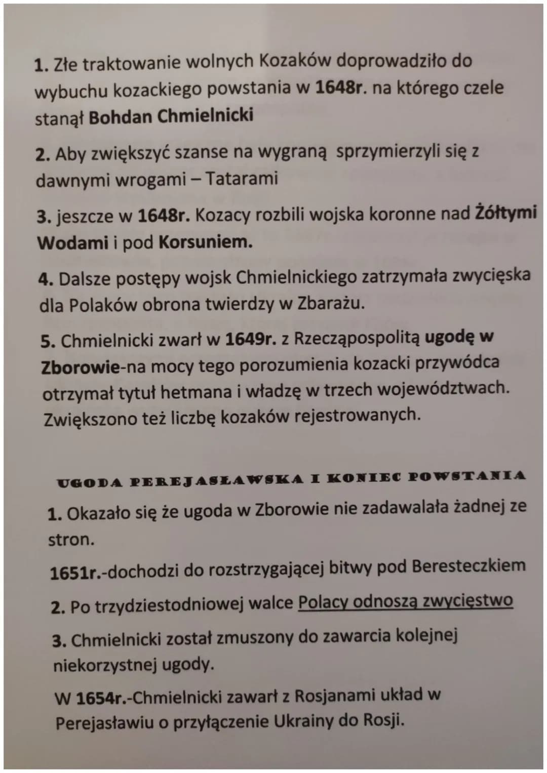 Wszystko o powstaniu Chmielnickiego dla klasy 6 - przyczyny, bitwy, skutki