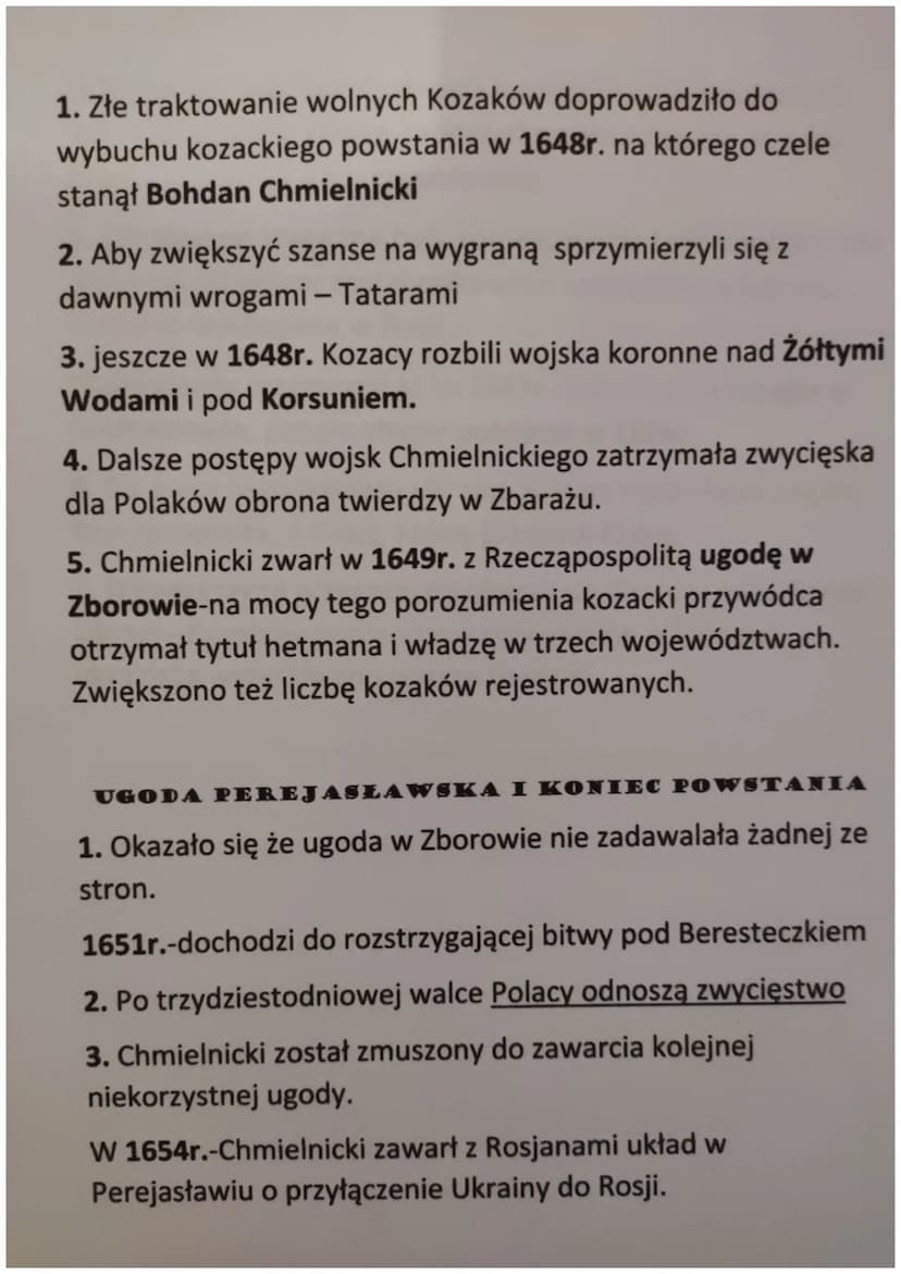 
<p>Powstanie Chmielnickiego było skutkiem złego traktowania wolnych Kozaków, co doprowadziło do wybuchu powstania kozackiego w 1648 roku. N