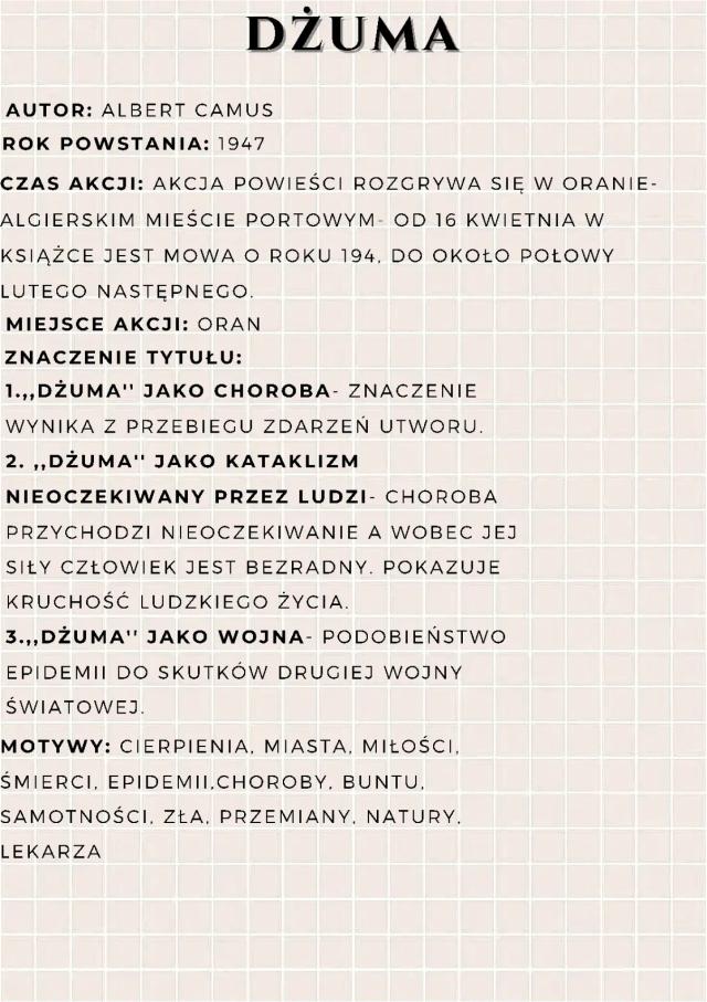 Know Dżuma Albert Camus- opracowanie  thumbnail