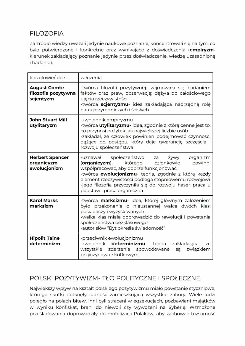 POZYTYWIZM
NAZWA
●
Termin "pozytywizm" odnosi się przede wszystkim do zjawisk kulturowych,
społecznych i politycznych, które zaistniały po p