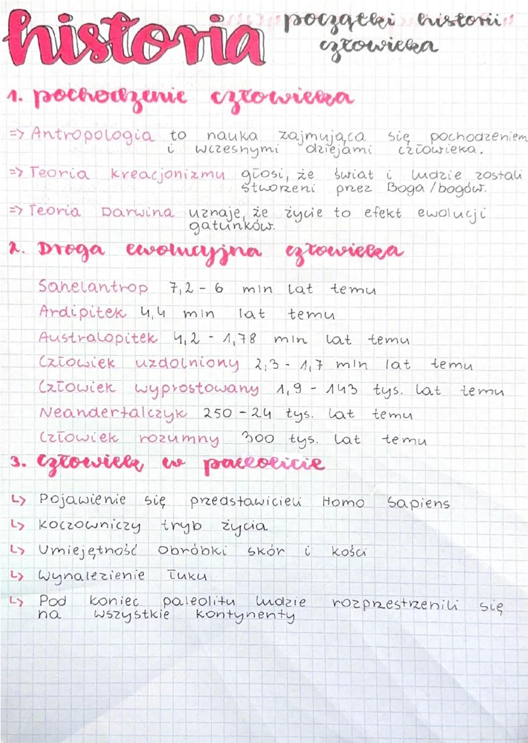 y początki historii
historia twicen
ezłowieka
1. pochodzenie człowieera
=> Antropologia to
i
nauka
wczesnymi
zajmująca się.
okiejami
pochodz
