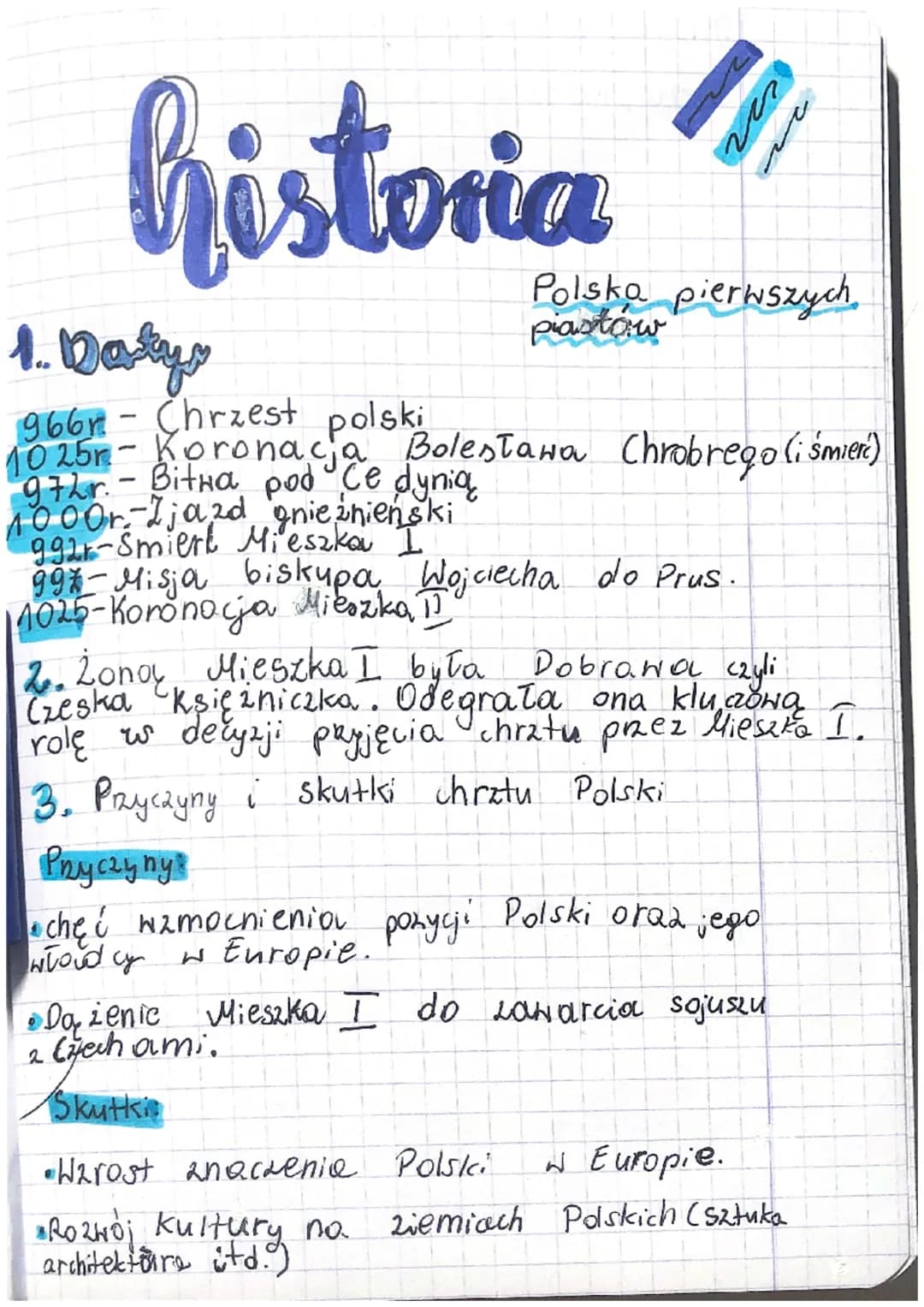historia
1. Darty's
966- Chrzest polski
in
Polska pierwszych
piastów
1025r-Koronacja Bolesława Chrobrego (i śmier)
97hr. - Bitwa pod Ce dyni